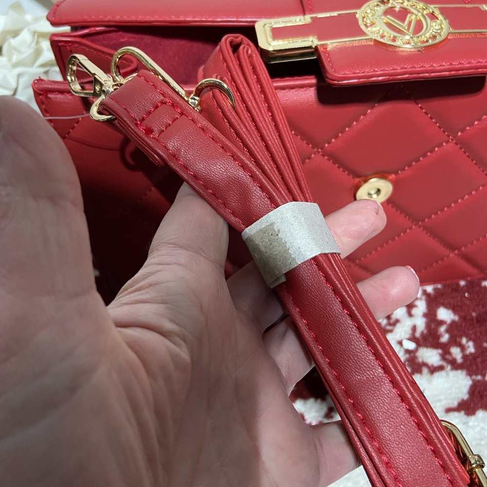 NWT Valentino Orlandi Red Crossbody Bag With Top Handle Carry. Made in Italy - Picture 12 of 15